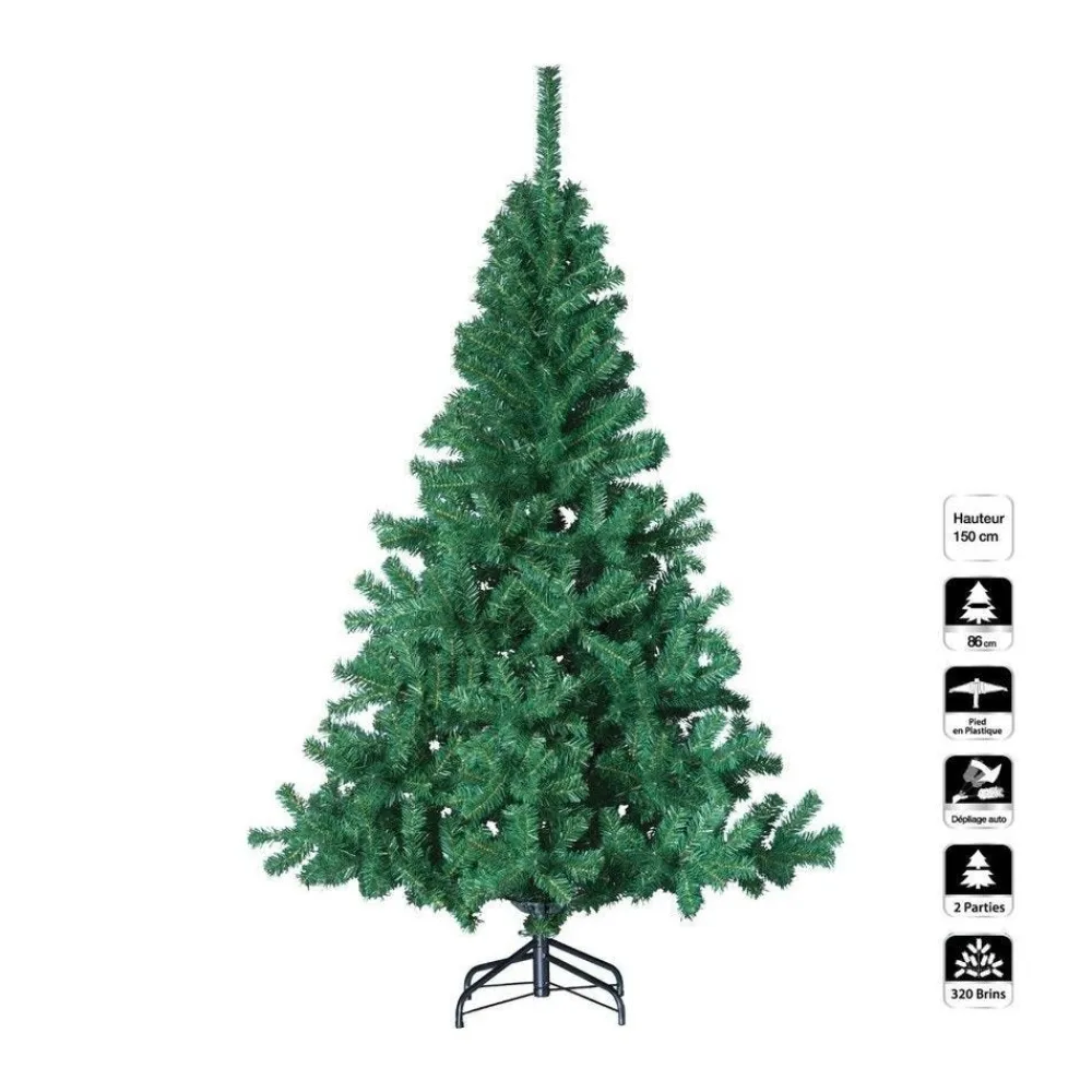RETIF Sapin De Noel Artificiel Vert 2 Tons H150Cm Discount
