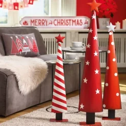RETIF Sapin De Noel En Metal - Rouge - 16X10X76 Cm Store