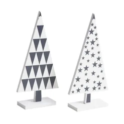 RETIF Sapin En Bois Laque A Motifs (Lot De 2) New
