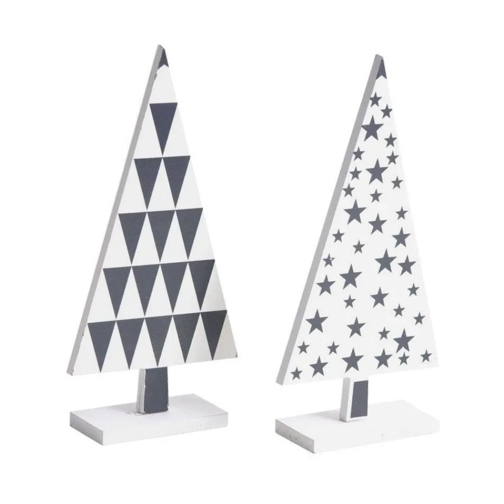 RETIF Sapin En Bois Laque A Motifs (Lot De 2) New
