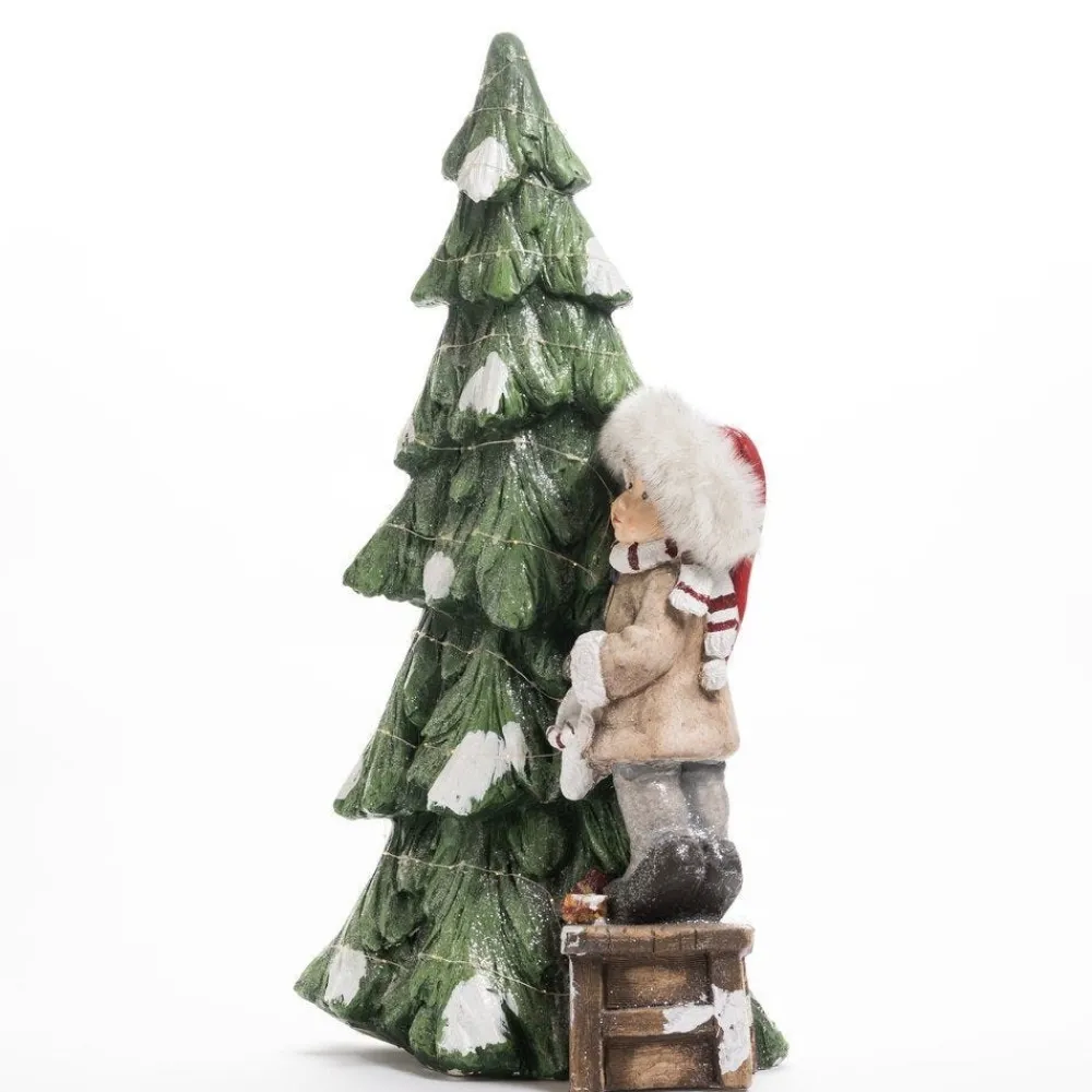 RETIF Sapin Lumineux En Ceramique Avec Enfant L 43 X P 28 X H 85 Cm Online