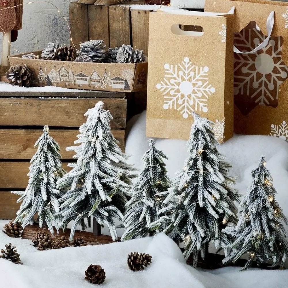 RETIF Sapins Enneiges Sur Socle Bois Led 65X15Xh35Cm Best