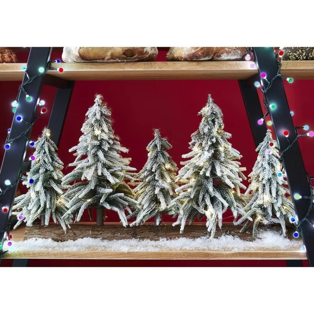 RETIF Sapins Enneiges Sur Socle Bois Led 65X15Xh35Cm Best