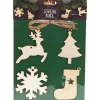 RETIF Set 4 Suspensions Bois - Renne Sapin Flocon Chaussette - 15X6X0.5 Cm - Par 500 Fashion