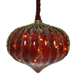 RETIF Suspension Verre Rouge 15 Leds Blanc Chaud 20X21Cm Cheap