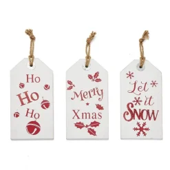 RETIF Suspensions Bois Blanc Decor Noel Rouge L 21,5 X H 42 Cm - Par 3 Cheap
