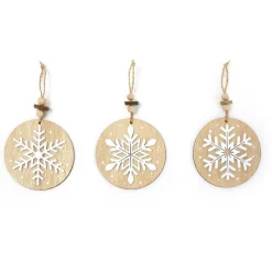 RETIF Suspensions Bois Rondes Flocons Blancs O 18 Cm - Par 6 Store