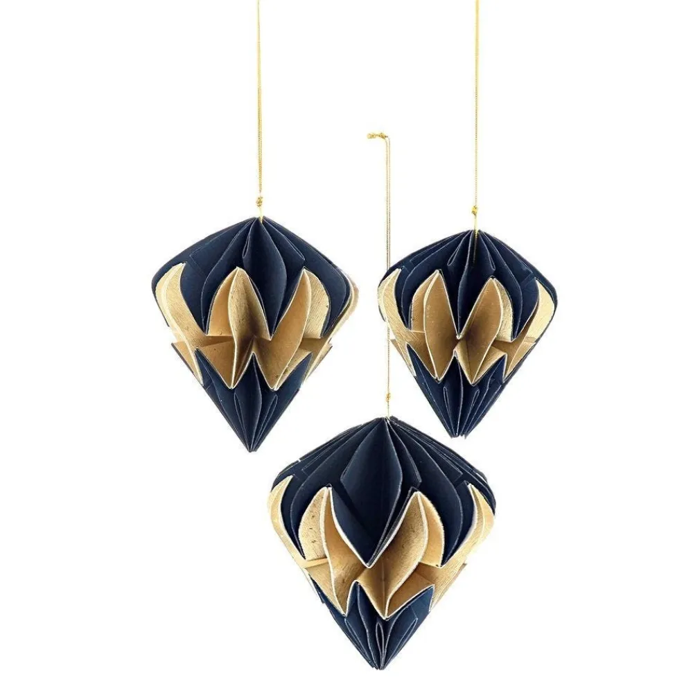 RETIF Suspensions Papier Bleu Nuit / Or 7X8+9X10+11X12Cm - Par 3 Store