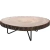 RETIF Table Basse Tranche De Bois Et Pieds Metal Noir O40 X H13,5Cm Discount