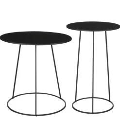 RETIF Tables D'Appoint Metal Noir O60X60 + O45X70Cm Clearance
