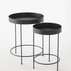 RETIF Tables Rondes Metal Noir Mat O30 X H45Cm + O40 X H50Cm Outlet