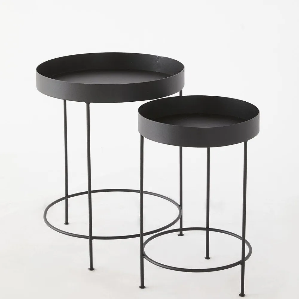 RETIF Tables Rondes Metal Noir Mat O30 X H45Cm + O40 X H50Cm Outlet