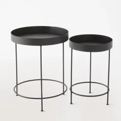RETIF Tables Rondes Metal Noir Mat O30 X H45Cm + O40 X H50Cm Outlet