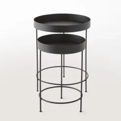 RETIF Tables Rondes Metal Noir Mat O30 X H45Cm + O40 X H50Cm Outlet
