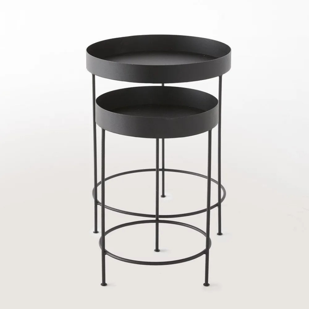 RETIF Tables Rondes Metal Noir Mat O30 X H45Cm + O40 X H50Cm Outlet