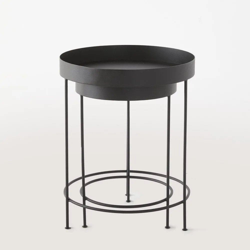 RETIF Tables Rondes Metal Noir Mat O30 X H45Cm + O40 X H50Cm Outlet