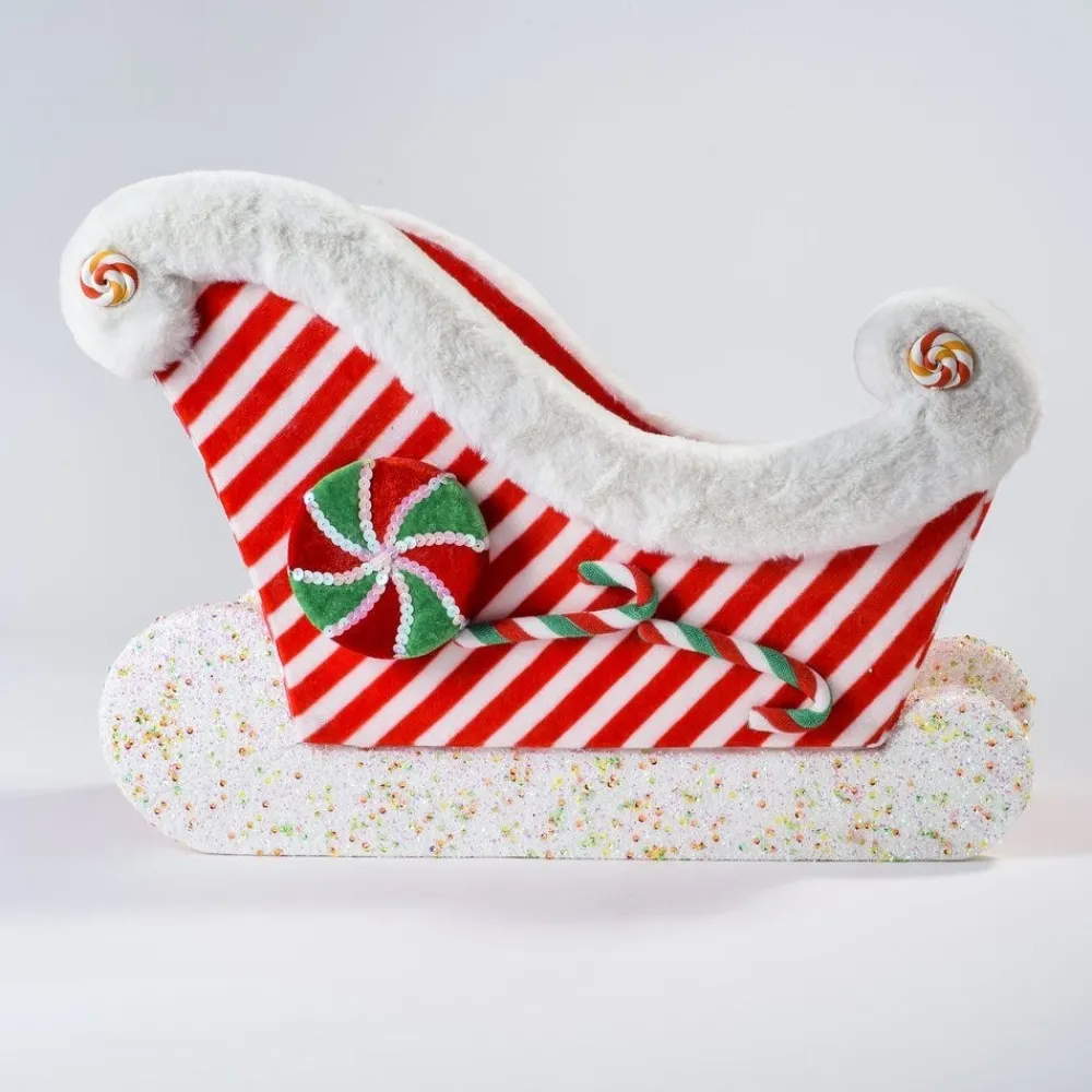 RETIF Traineau Du Pere Noel Candy Rouge Et Blanc 46X28X32Cm New