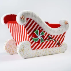 RETIF Traineau Du Pere Noel Candy Rouge Et Blanc 46X28X32Cm New