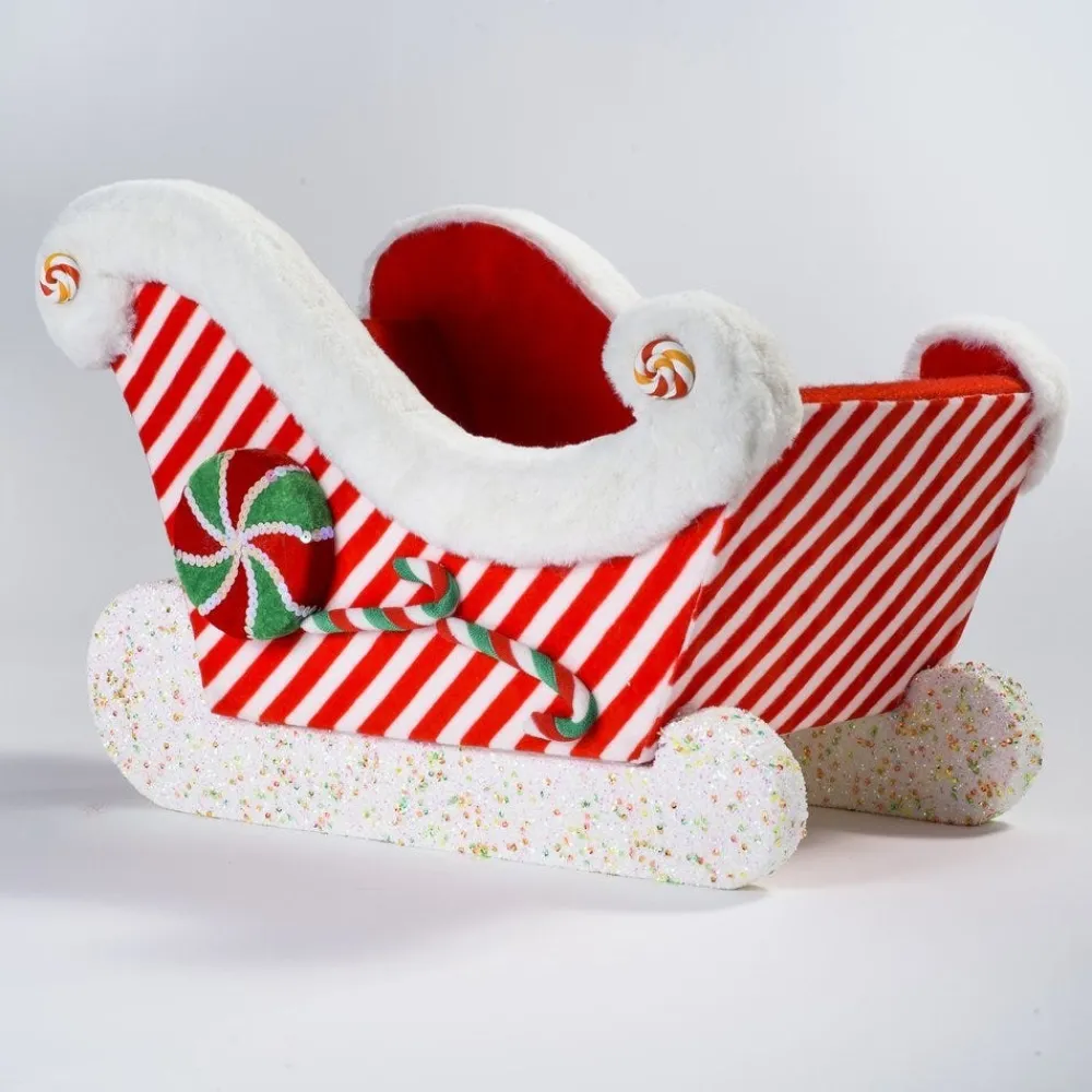 RETIF Traineau Du Pere Noel Candy Rouge Et Blanc 46X28X32Cm New