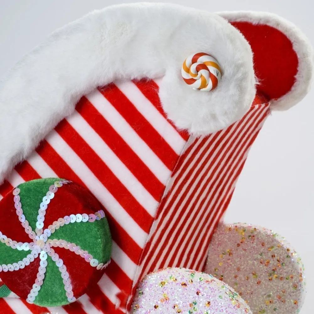 RETIF Traineau Du Pere Noel Candy Rouge Et Blanc 46X28X32Cm New