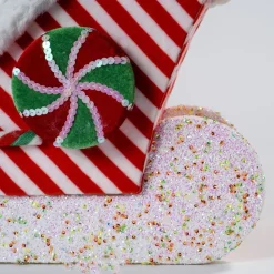 RETIF Traineau Du Pere Noel Candy Rouge Et Blanc 46X28X32Cm New