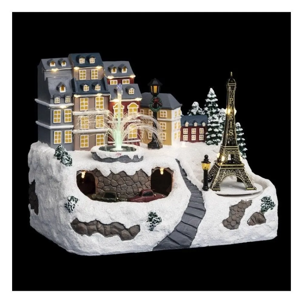 RETIF Village De Noel Lumineux Et Anime Fontaine Et Tour Eiffel Cheap