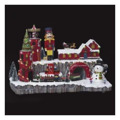 RETIF Village De Noel Lumineux Anime Et Musical Atelier Du Pere Noel Discount