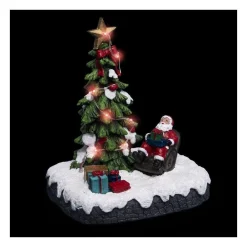 RETIF Village De Noel Lumineux Pere Noel Dans Son Fauteuil Autour D'Un Sapin Best