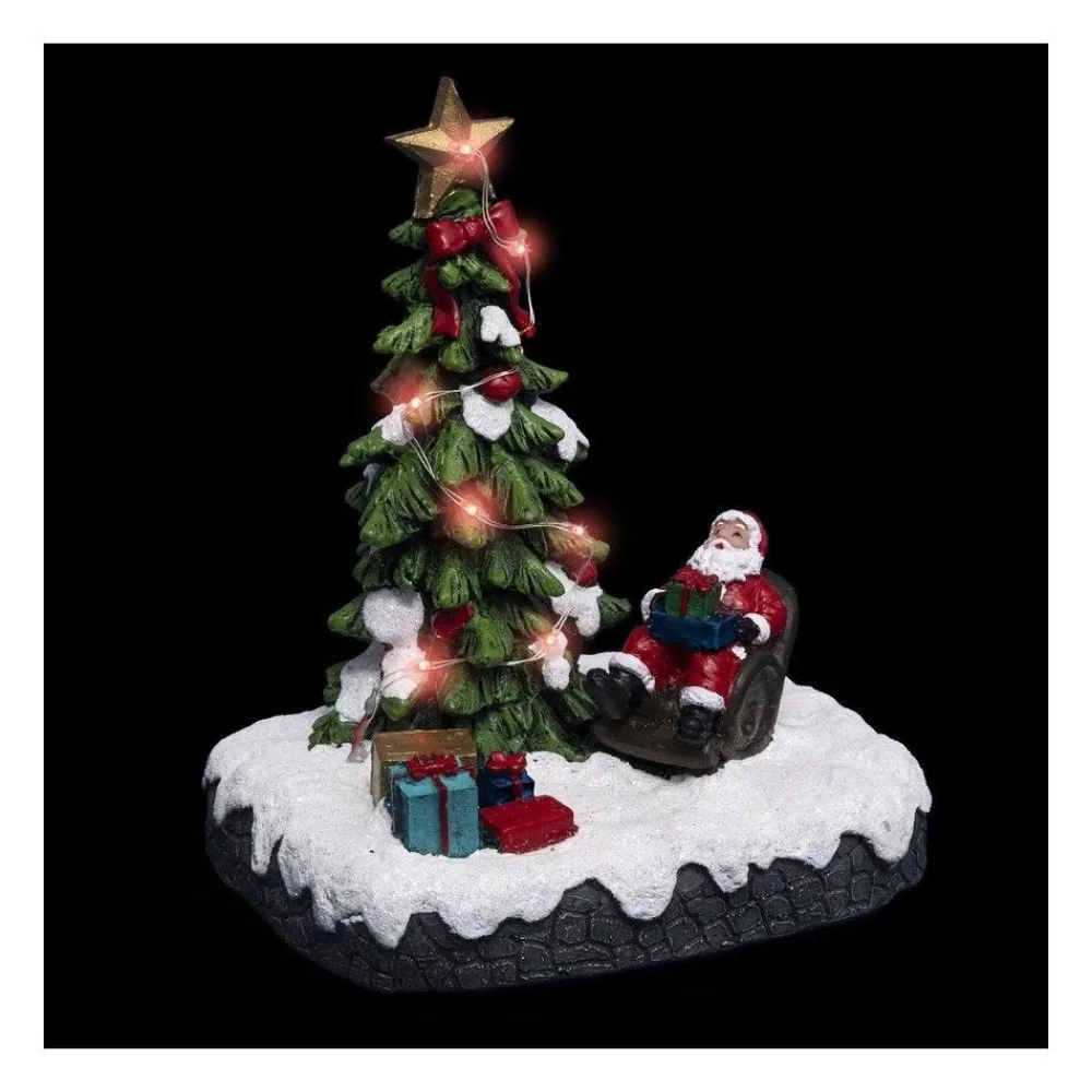 RETIF Village De Noel Lumineux Pere Noel Dans Son Fauteuil Autour D'Un Sapin Best