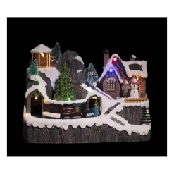 RETIF Village De Noel Lumineux Anime Et Musical Avec Train Best Sale