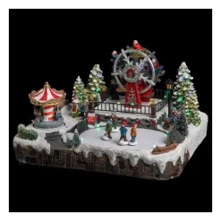 RETIF Village De Noel Lumineux Et Anime Carrousel Et Grande Roue Fashion