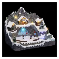 RETIF Village De Noel Lumineux Anime Et Musical Maisons Autour D'Un Etang Gele Discount