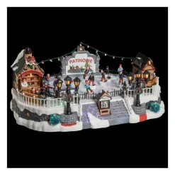RETIF Village De Noel Lumineux Anime Et Musical Patinoire Avec 10 Santons Cheap