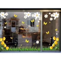RETIF Vitrophanie Angle De Tulipes Jaunes, 3 Formats Hot
