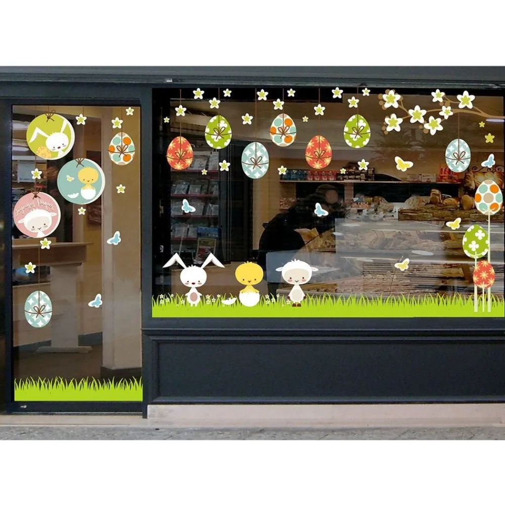 RETIF Vitrophanie Frise D'Oeufs Suspendus Et Fleurs - 68 X 96,3 Cm Discount