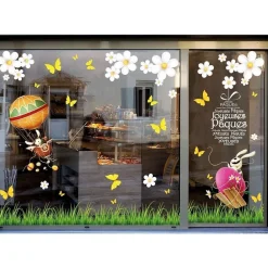 RETIF Vitrophanie Lapin Luge De Paques Gauche 68X84,8Cm Shop