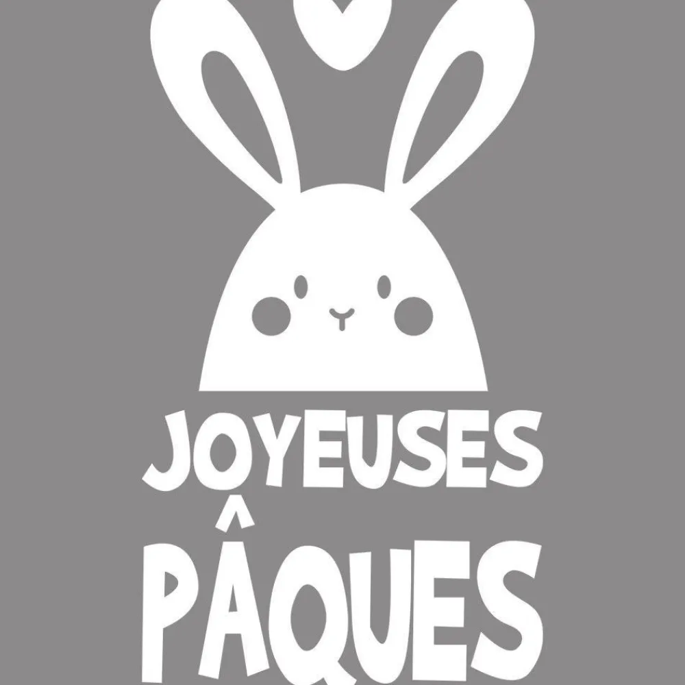 RETIF Vitrophanie Lapin Texte Joyeuses Paques Blanc 54,7X98Cm Clearance